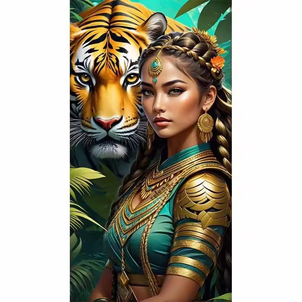Dreamy Woman Beauty and Animals Flower 5D DIY Large Diamond Painting New 2025 Cross Embroidery Mosaic Diamond Embroidery Sales