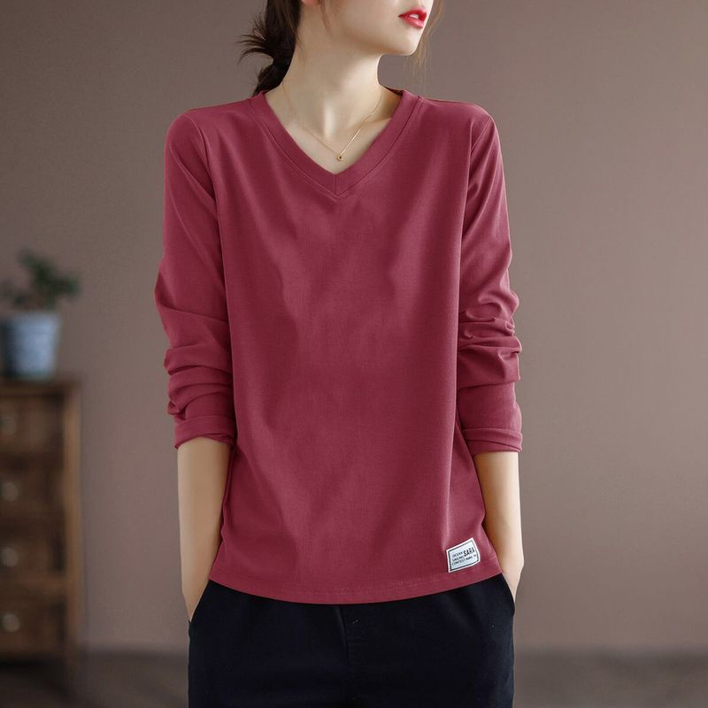 

Big Sale Leak-Picking ~ Brand Discount Women s Clothing Withdraw T-shirt Printing Pure Cotton V Neck Artsy Easiest for Match Inner Bottoming Top Watermelon Red [pure color]] XL