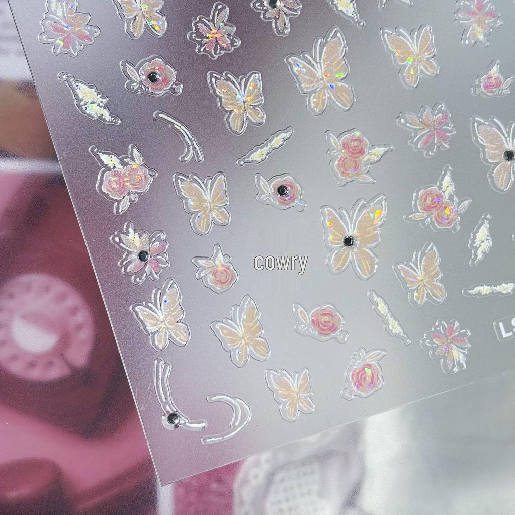 Crystal Diamond Butterfly & Rose Gradient DIY Nail Stickers