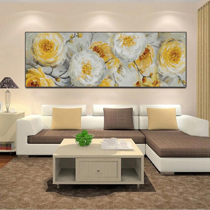 Modern Landscape Canvas Painting Abatrat Yellow Blue Flower Posters And Prints Wall Art Pictures For Living Room Decor No Frame