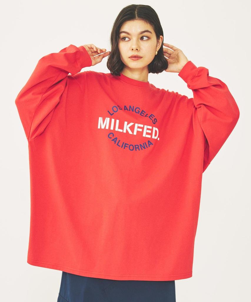 Milkfed Circle Logo Super Big Langarm-Top, 103243013008, Rot, Einheitsgröße