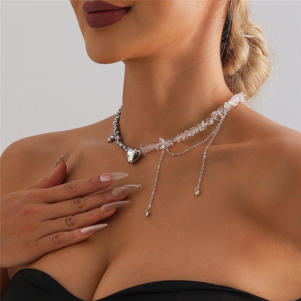 Unregelmäßiger Herzanhänger Choker INS-Stil Seestern Quaste Halskette Trendiger Schmuck Geschenk für Frauen