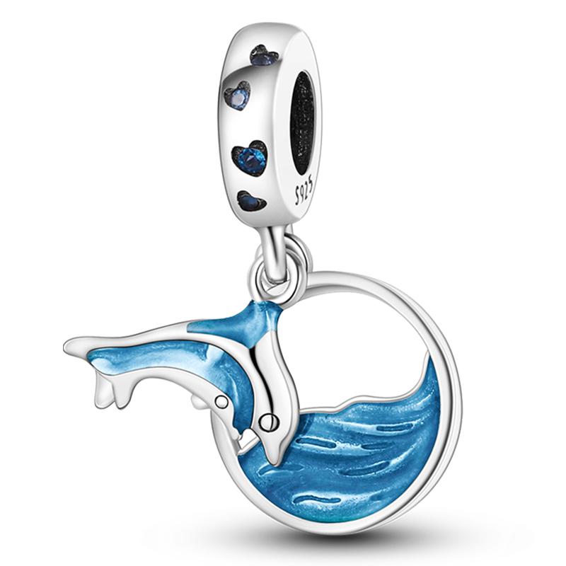 Fashion 925 Silver Summer Ocean World Series Sea Turtle Starfish Crab Octopus Charms Beads Fit 925 Bracelet DIY Jewelry