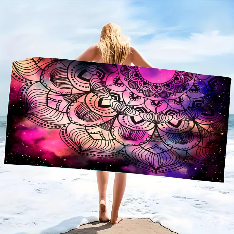 Microfiber Beach Towel Exquisite Prints Thin Quick Dry Absorbent Extra Large Towel for Beach Swimming Camping Yoga Bath Sports