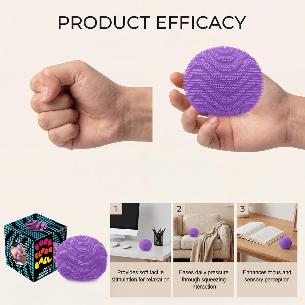 Needoh Fuzz Ball Wonder Waves Sensory Squeeze Toy Textured Stress Relief Fidget Ball For Adults Kids**