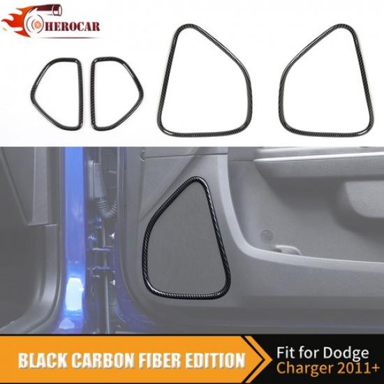 Carbon Fiber Front & Rear Door Speaker Cover Trim for Dodge Charger 11+ Interior