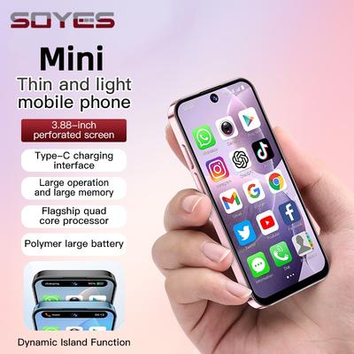 Soyes XS19 3G Mini Viedtālrunis 3,88 collu HD MTK 2 GB RAM 16 GB ROM Divas SIM kartes, divas gaidīšanas režīmā 5 MP aizmugurējā kamera 2000 mAh Android 10.0 Portatīvais mobilais tālrunis