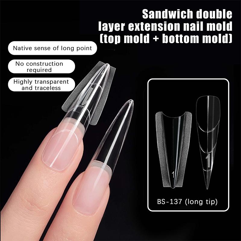 Sandwich Dual Nagelformen 240 Stück 15 Größen Extensions-Dualformen Sarg Mandel Nagelformen Oberform Unterform