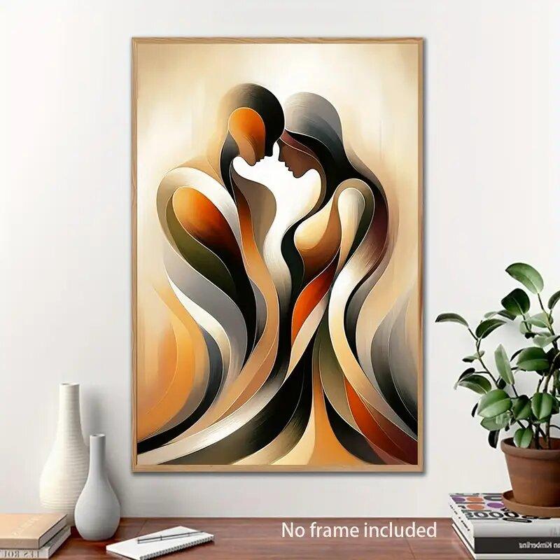 Romantische Liebe Abstrakte Kunst Gedrucktes Leinwandbild Für Paare Face To Face - Wand Heimdekoration Perfektes Geschenk