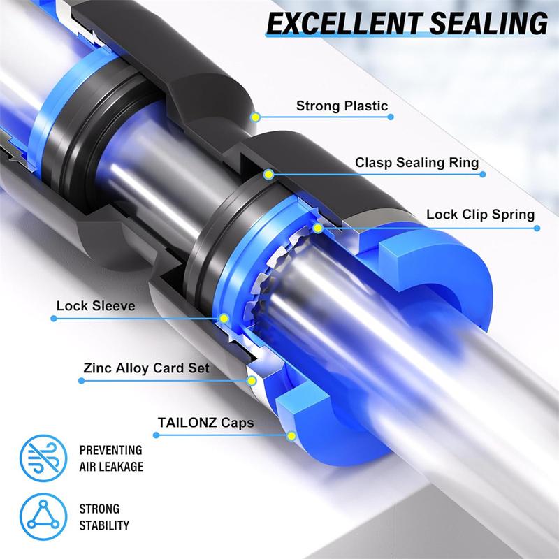40PCS 1/4 Inch od Quick Release Push to Connect Fittings Pneumatic Fittings Kit 10 Spliters+10 Elbows+10 tee+10 Straight