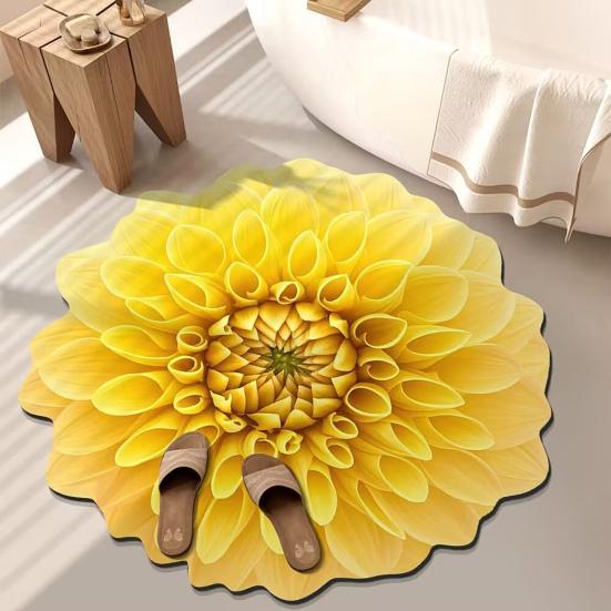 3D Blume Plüsch Bodenmatte Waschbar Rutschfest Bereichsteppich Saugfähig Schnelltrocknend Wohnzimmer Schlafzimmer Badezimmer Küche Dekoration Teppich