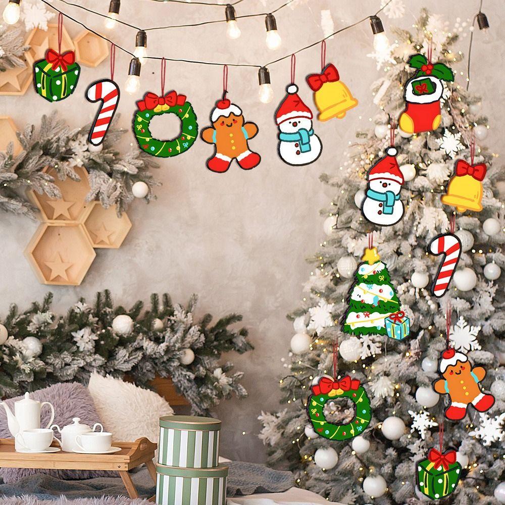 Handicrafts Wooden Christmas Wooden Pendant Cartoon Hanging Christmas Decoration DIY Ornament Desktop Ornament Christmas Tree