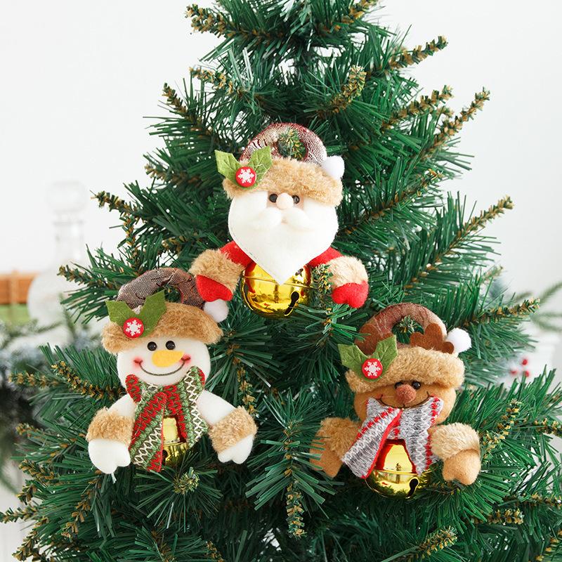 Christmas Bell Pendant Christmas Doll Cartoon Metal Round Bell Pendant Christmas Tree Decoration