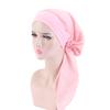Women Bonnet Vintage Imitation Silk Solid Color Long Hair Lady Turbans for Sleeping
