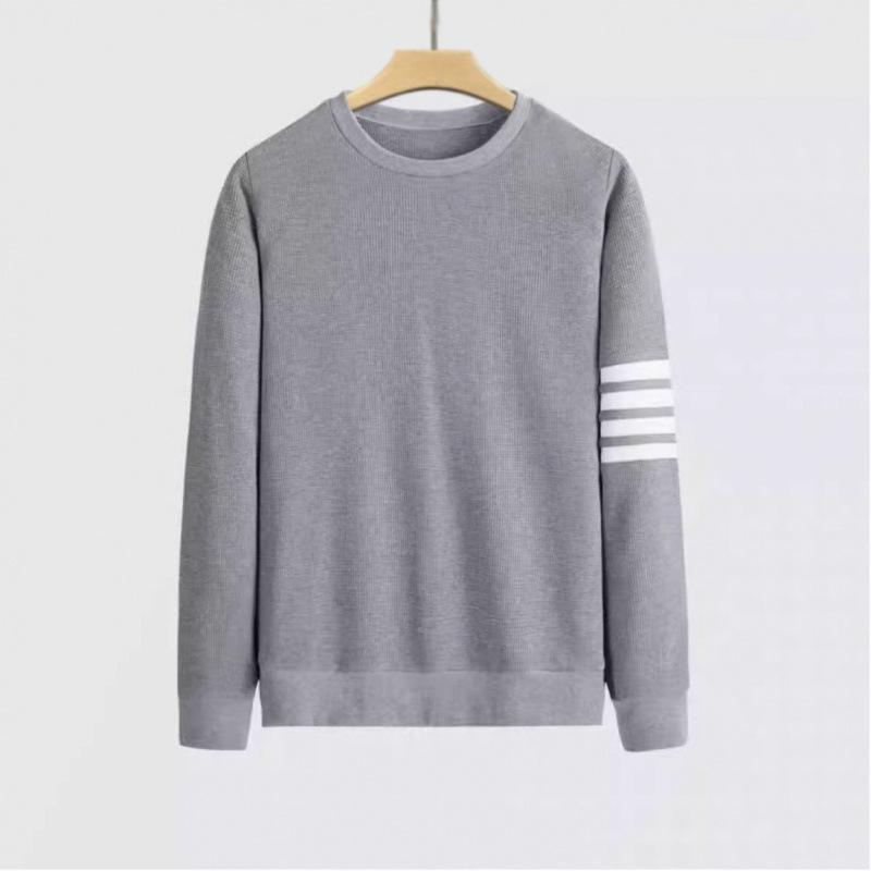 Men s Waffle Knit Round Neck Pullover Hoodie, 2026 Spring/Autumn Trendy Long Sleeve Top L