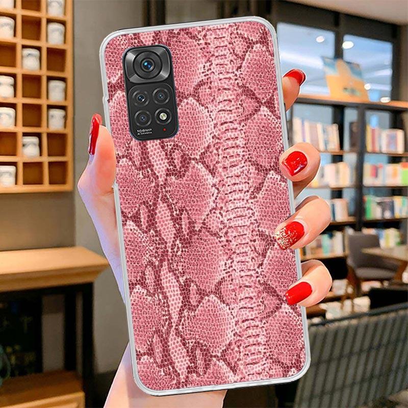 Pink Snake Skin Printing Drawing Cover Phone Case For Xiaomi Redmi Note 15 14 13 12 11 10 Pro Plus 14S 12S 11S 11T 11E 10S Soft