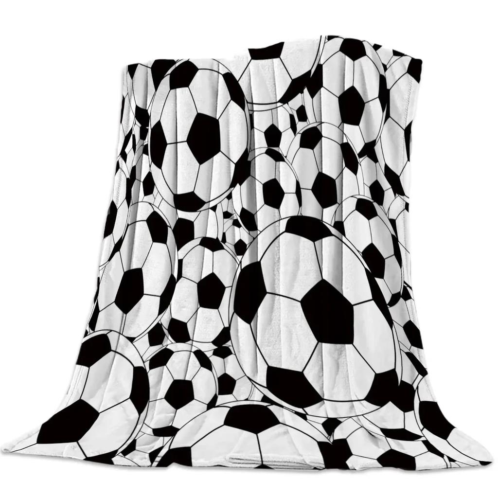 Soccer Ball Sport Football Print Blankets Coverlet Throw Cover Fleece Comfort Warm Flannel Blanket for Indoor Couch Home Decor