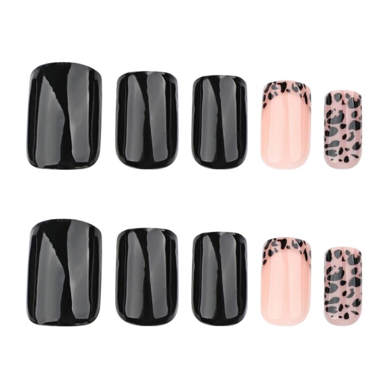 Unghia Press On Quadrata Unghia Finta Unghia Leopardata da Incollare Unghia Artificiale Acrilica 24 Pezzi 12 Misure Unghia da Incollare per Donne Ragazze