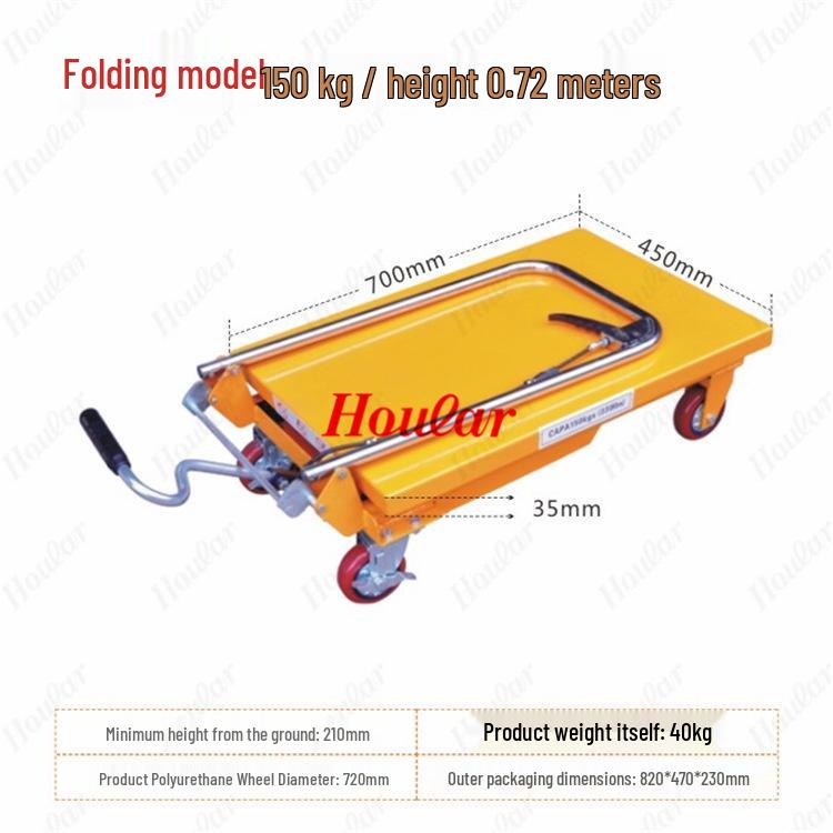 Electric Hydraulic Scissor Lift Cart - Mobile Flatbed Trolley
