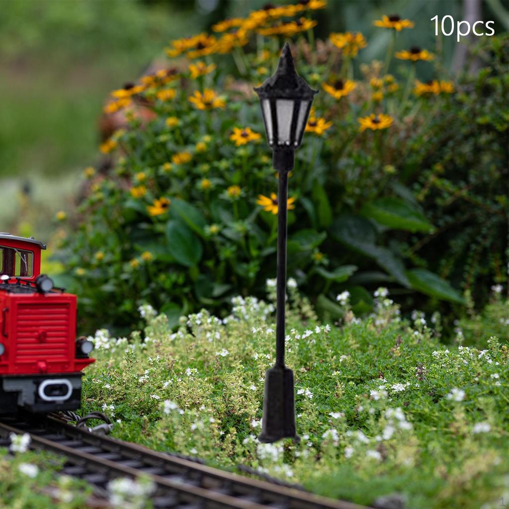 10 Pieces Lamppost Lamps, HO Scale, Miniature Landscape, Path Building Layout, Garden Model