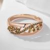 Unique  Rose Gold Color Crystal Ring For Women Fashion Olive Green Natural Zircon Accessories Vintage Daily Jewelry