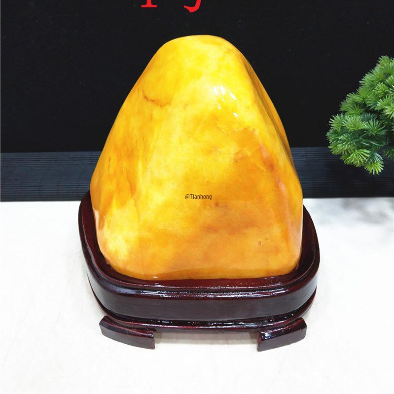 Yellow Dragon Jade Decorative Stone: Feng Shui Ornament for Home Entrance