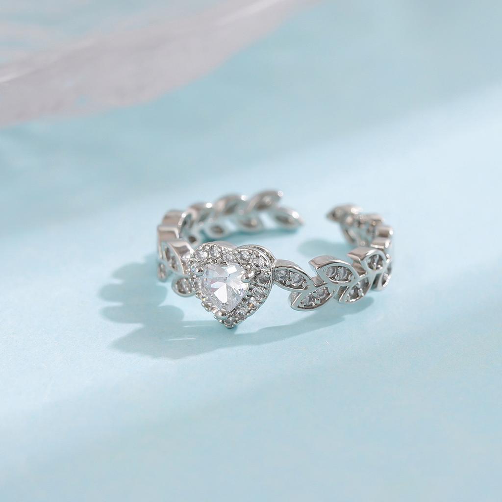 925 Sterling Silver Rings For Women Geometric Fine Jewelry Finger Adjustable Simple Blue Stone Leaf Ring For Party Birthday Gift