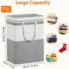 1pc Grey Large Capacity Waterproof Cotton Linen Dirty Clothes Basket Simplified Clothes  Storage Box Foldable Storage Bag