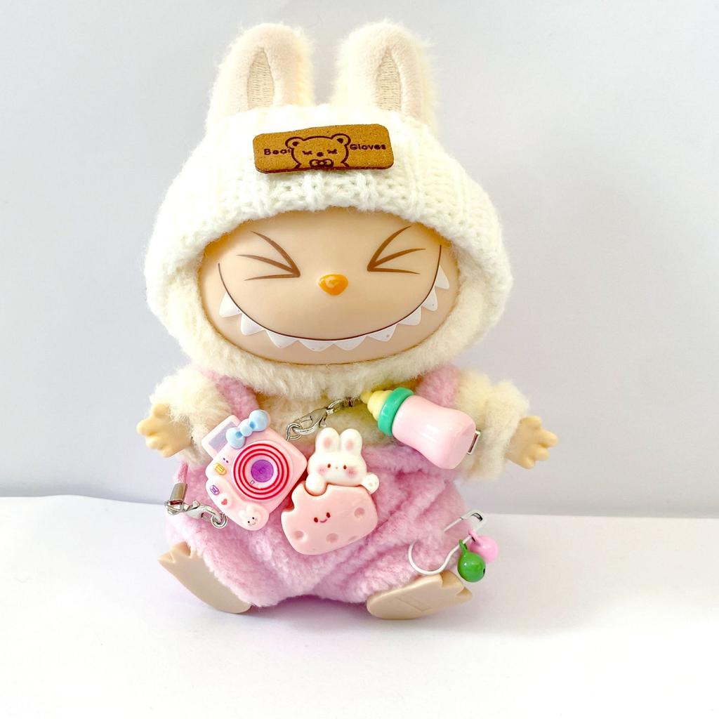 17cm Labubu Puppenkleidungsset Vollständiges Outfit mit Hut Schuhen Accessoires für Mini-Puppe Partyspiel Kultivieren Sitzende Spielzeuge Geschenke