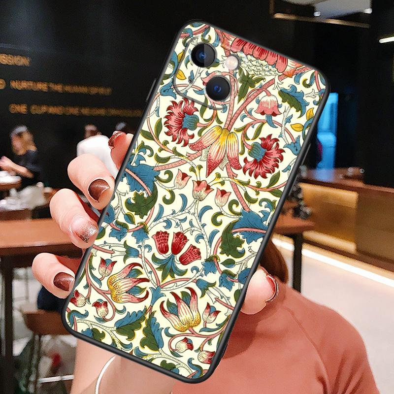 William Morris Case For iPhone 14 15 16 Pro Max 11 12 13 Mini X XR XS Max 14 Plus Soft Cover
