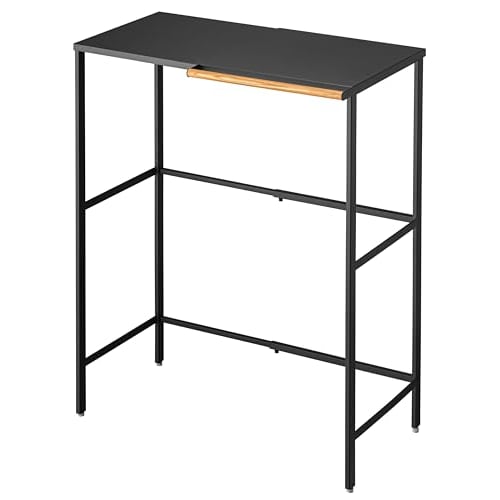 Yamazaki Extendable Over-the-Trash Can Rack, Black, Approx. W42.5~76 x D42.5 x H90cm, Tower Kitchen Rack with Hooks, Product Number 5327