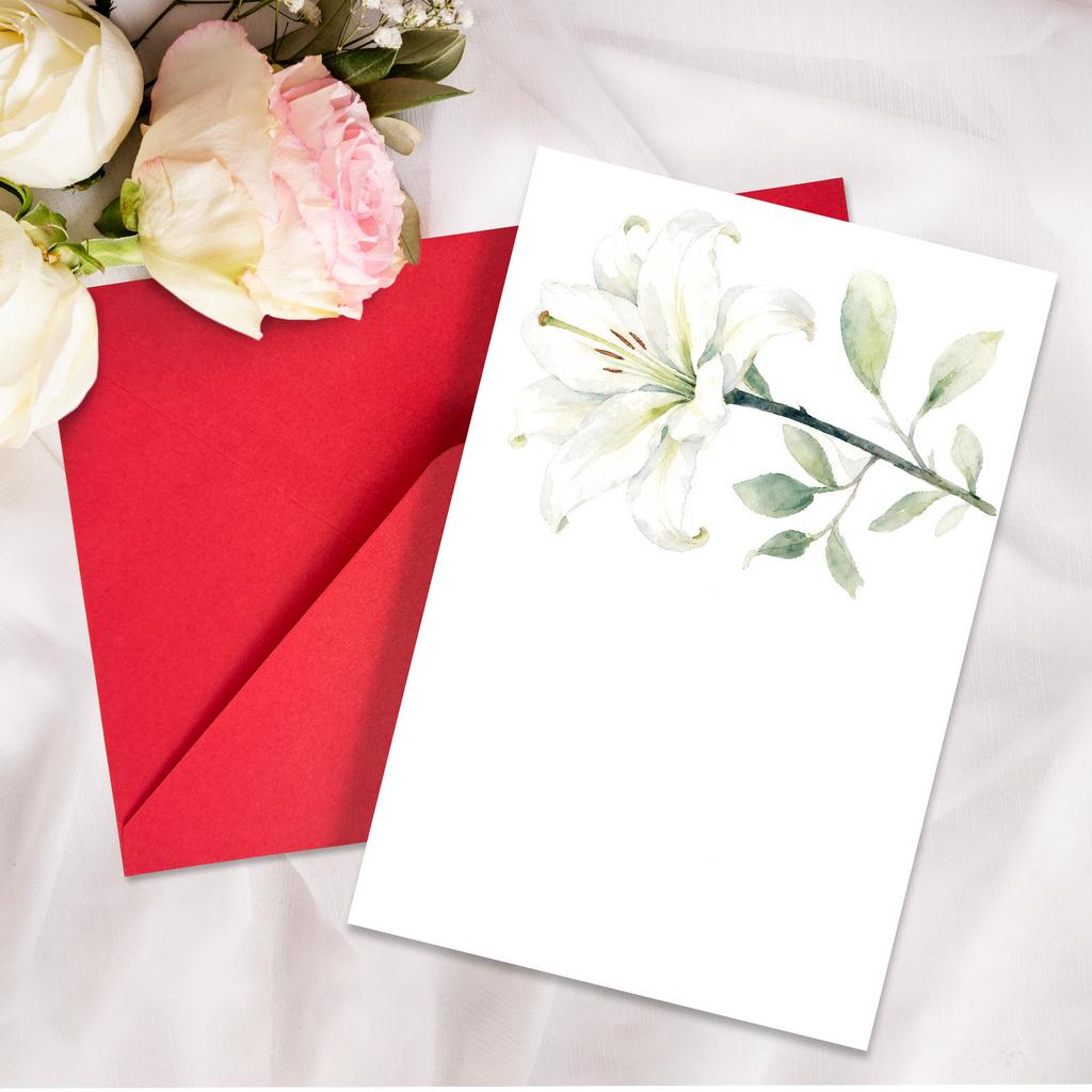 1 Watercolor Flower Series Greeting Card Envelope Set Universal Handwritten Greetings Message Card Gift Thank You