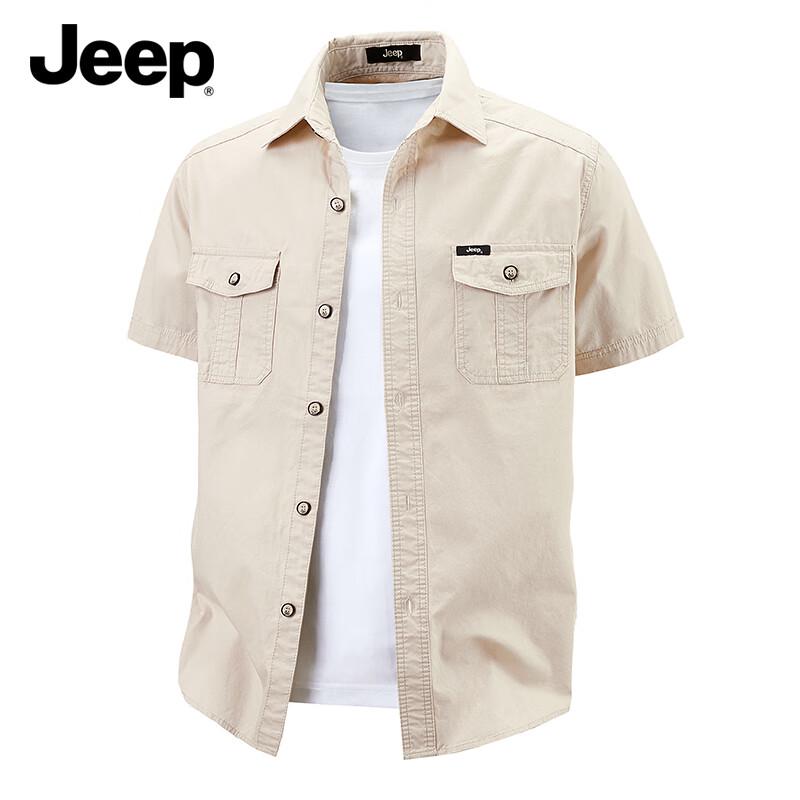 JEEP Men s American Style Workwear Short-Sleeved Shirt 4XL
