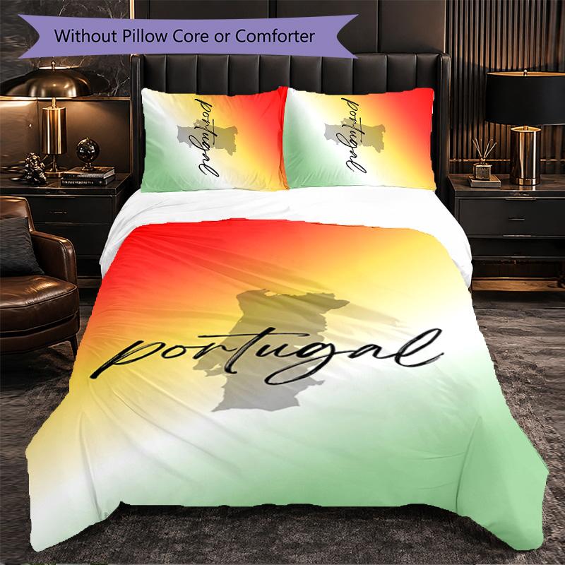Portugal national football team 3 Piece Bedding Set Soft Duvet Cover Set with Pillowcases Printed Bedroom Decor Set for Home