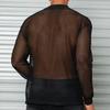 Men's Sexy Mesh Long Sleeve See-Through T-Shirt - Breathable Nightclub Wear