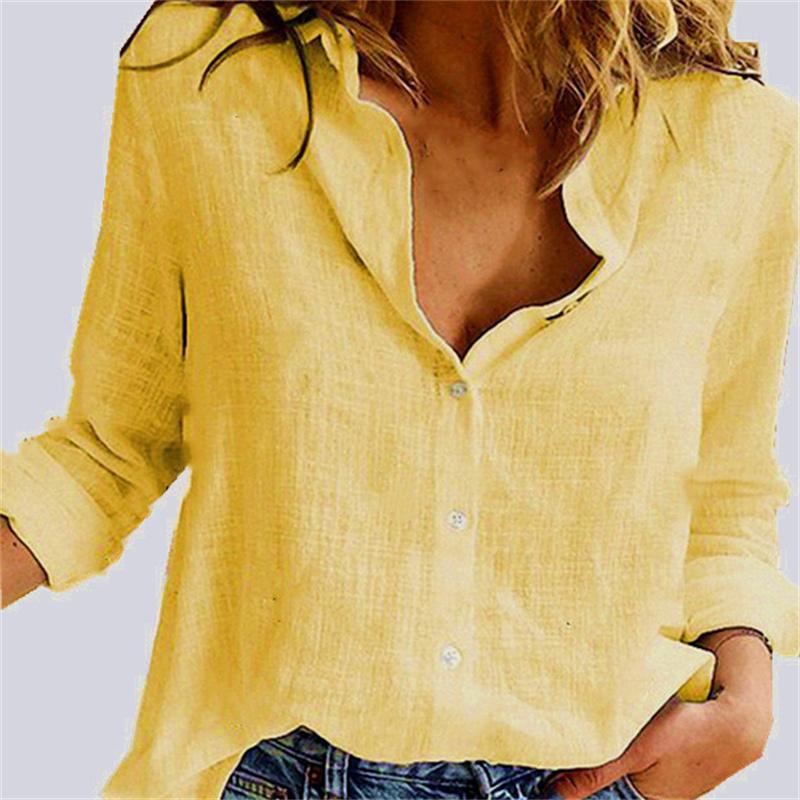 Camicie da donna Primavera Autunno Manica lunga Risvolto Camicia oversize da donna Camicetta casual taglie forti Top