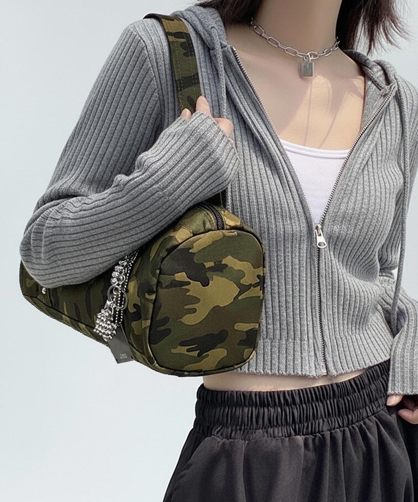 Np Studio Studded Camo Hammer Shoulder Bag