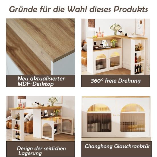 Standing Dining Table Spacious Desktop Coffee with 2 Doors Open Shelves Large Home Extendable Bare Capacity Strong Load-bearing Furniture Modern