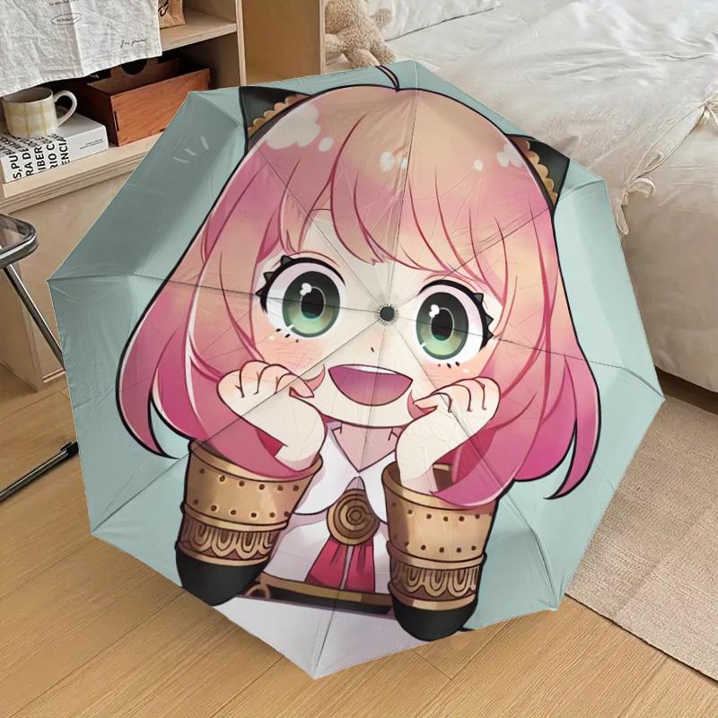 1PC Cat-eared Chibi Pattern Small Travel Compact Windproof Umbrella, Automatic Folding Umbrella, Automatic Open/Close ,Gift-65
