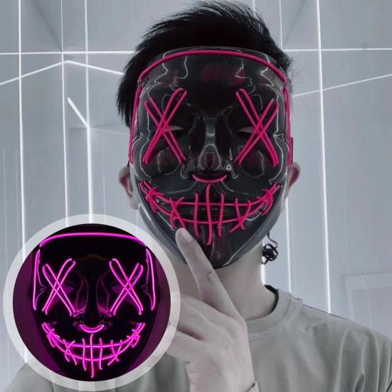 

Светодиодная подушка для лица, украшение на Хэллоуин, работающая от батареек, страшная подушка для лица, светящаяся для косплея