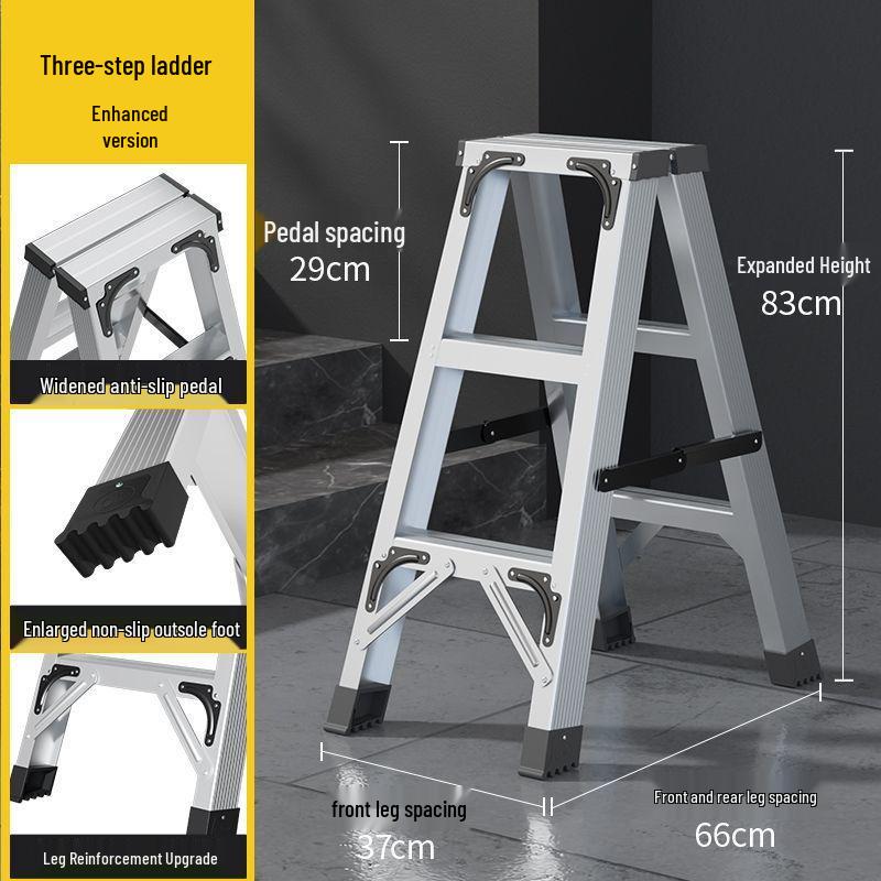 Heavy-Duty Aluminum Folding Ladder: Indoor/Outdoor Telescopic, Double-Sided, Portable.