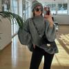 Pulover tricotat cu gât rotund la modă pentru femei, toamnă, cu mâneci lungi, pulover pentru femeie Hight Street Warm Lady Chic