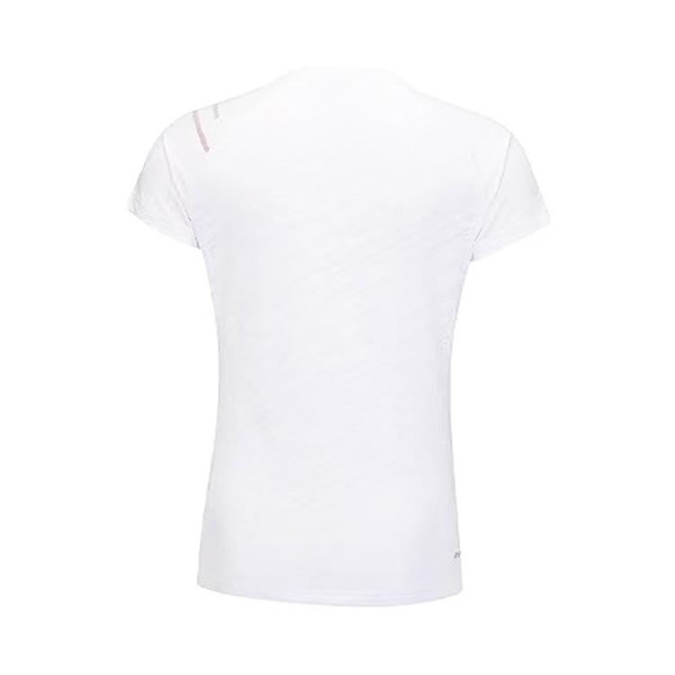 Li-Ning Quick-Drying Breathable V-Neck Slim Fit Short Sleeve T-Shirt Women Tops Standard-White AAYU132-2