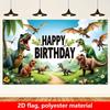 Kids Jungle Dinosaur Birthday Backdrop, T-Rex & Pterodactyl Happy Birthday Background Banner for Boys Room Party