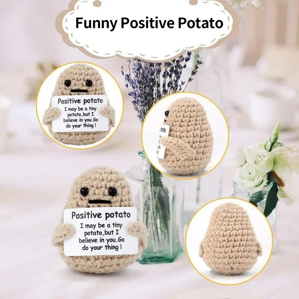 Linda Papa de Energía Positiva Tejida a Mano Soporte Decoración de Habitación del Hogar Emocional Muñeca de Punto de Felpa Regalo Divertido de Cumpleaños Navidad
