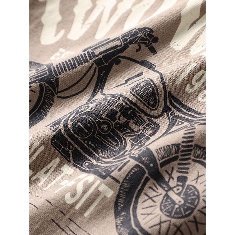 Trendy Retro Cotton Print Long-Sleeved T-shirt Motorcycle