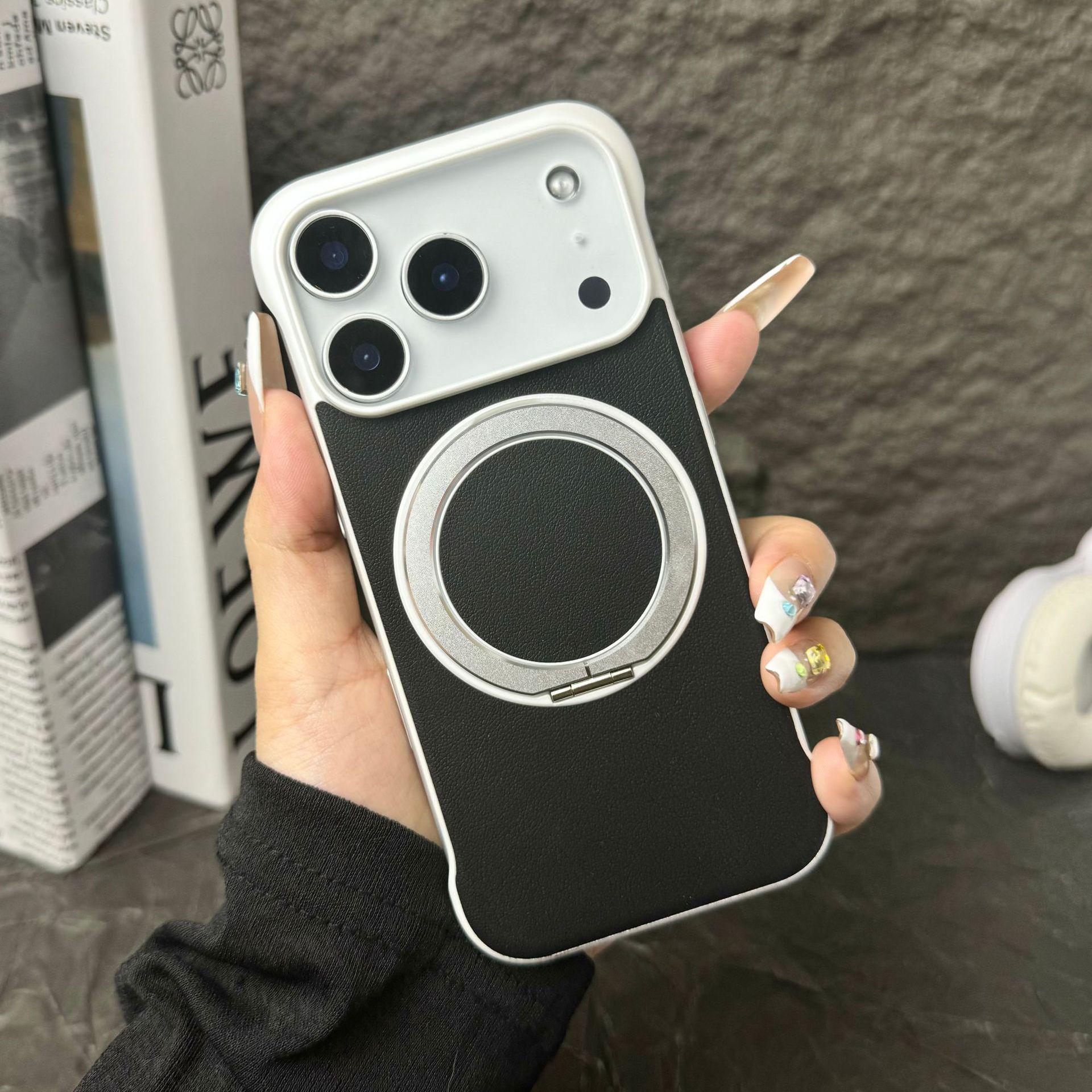 

iPhone 13–17 Pro Max Magnetic Rotating Stand Frameless Protective Case iPhone 13 Pro Max чёрный/белый