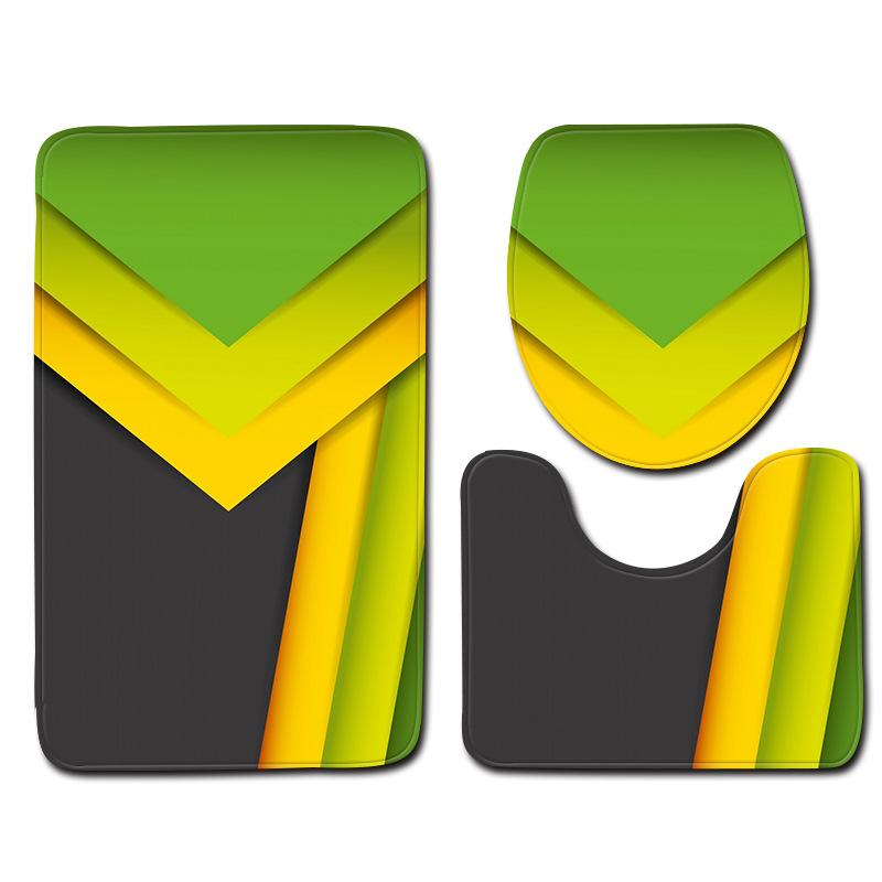 3D Color Block Bathroom Toilet Three-Piece Floor Mat Doormat Bathroom Carpet