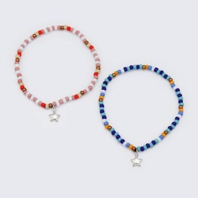 BONBEAU Silber Stern Anhänger neue Farbe Perlen Armband