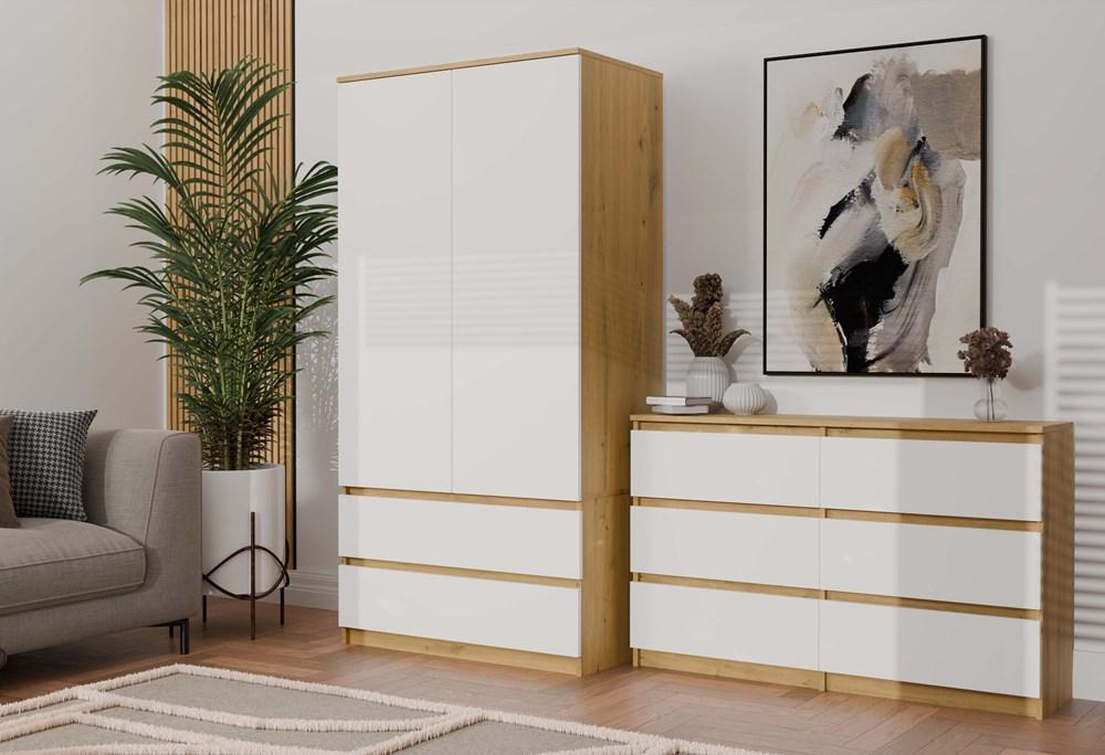 Malwa M6 Chest Of Drawers 120 Oak Artisan White